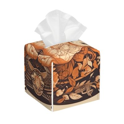 Pu Leather Cube Tissue Box Holders Modern Waterproof Square Tissue Box Cover Fantasy Bunny Style Facial Paper Holder For Bathroom Kitchen Nightstand Office Home Decor