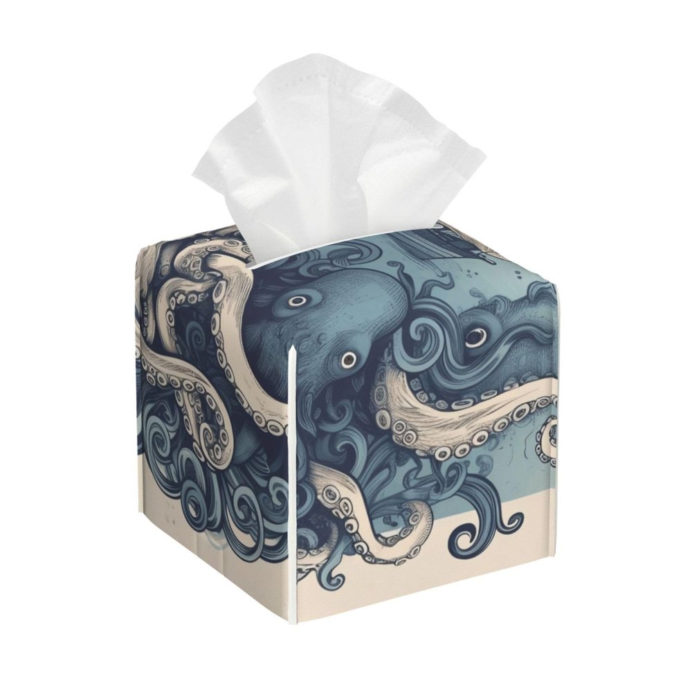 Pu Leather Cube Tissue Box Holders Modern Waterproof Square Tissue Box Cover And Friends Facial Paper Holder For Bathroom Kitchen Nightstand Office Home Decor