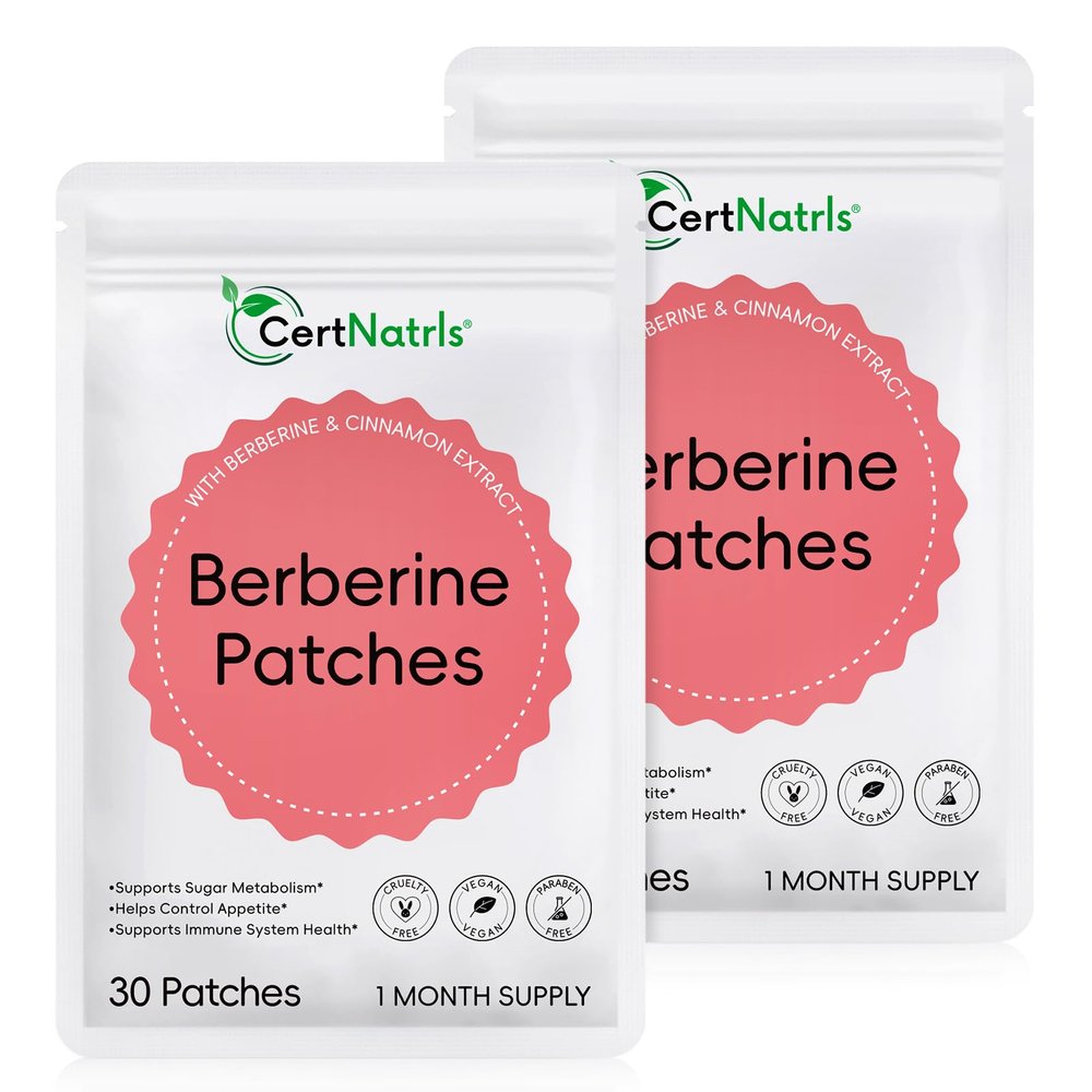 CertNatrls Berberine Patches, 30Pcs Patches with L-Glutamine, Berberine, Cinnamon & Pomegranate, Metabolism & Immune Support Formula Support for Women and Men (60 Count (Pack of 2))