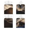 Pu Leather Cube Tissue Box Holders Modern Waterproof Square Tissue Box Cover Cat On Blanket Facial Paper Holder For Bathroom Kitchen Nightstand Office Home Decor view 2