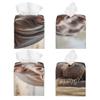 Pu Leather Cube Tissue Box Holders Modern Waterproof Square Tissue Box Cover Hippopotamus In Water Facial Paper Holder For Bathroom Kitchen Nightstand Office Home Decor view 2