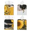 Pu Leather Cube Tissue Box Holders Modern Waterproof Square Tissue Box Cover Cow Sunflowers Facial Paper Holder For Bathroom Kitchen Nightstand Office Home Decor view 2