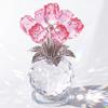 Ornalrist Crystal Pink Rose Figurine Flower Gifts for Women Her Ornament view 1
