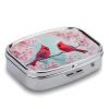 Cardinal Birds Cherry Blossoms Spring Small Metal Pill Box, Square 2 Compartment Pill Case for Pocket and Purse, Portable Travel Medicine Organizer Container for Vitamins, Supplements & Fish Oil view 3
