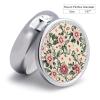 Floral Pink White Green Leaves Small Metal Pill Box, Round 3 Compartment Pill Case for Pocket and Purse, Portable Travel Medicine Organizer Container for Vitamins, Supplements & Fish Oil view 2