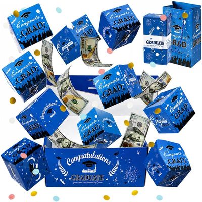Bouncy Red Envelope Box Graduation Gift Box, 2026 Graduation Surprise Explosion Gift Box, Surprise Pop up Cash Gift Box Money Holder, Creative Memorable Present for Grad (Blue, 50pc)