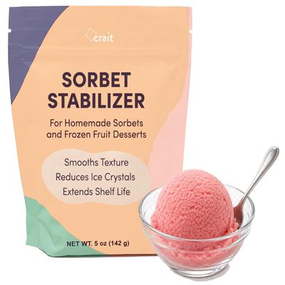 Sorbet Stabilizer Powder, 5 oz For Homemade Sorbets & Frozen Fruit Desserts Helps Smooth Texture, Reduce Ice Crystals & Improve Scoopability