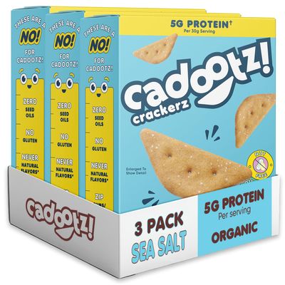 cadootz! Organic Seed Oil Free Protein Crackers, GF, Sea Salt, 3 Pack