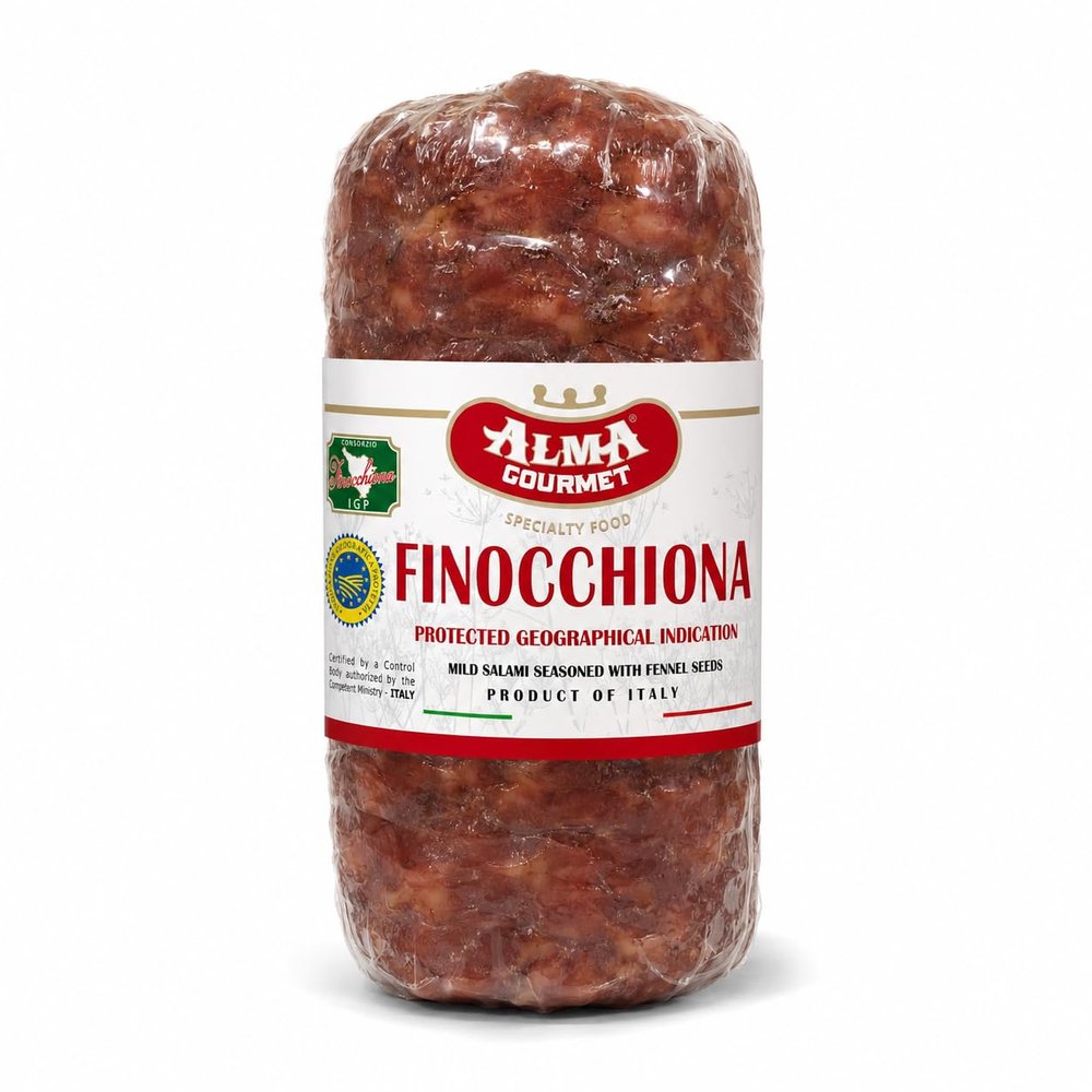 Alma Gourmet Finocchiona IGP Salami, Approx. 3 lb - Imported Tuscan Salami with Fennel Seeds, Traditional Italian Dry Cured Meat for Charcuterie Boards, Product of Italy
