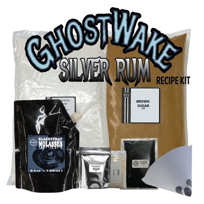 TAPCRAFT GHOSTWAKE Silver Rum Recipe Kit, 5 Gallon Sugar & Molasses Wash with Activated Carbon, for Home Brewing & Distilling, Moonshine Making