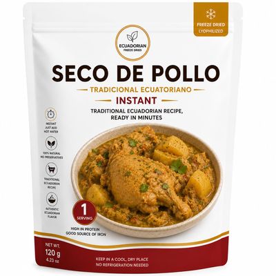 Ecuadorian Freeze Dried Seco de Pollo, Instant Traditional Ecuadorian Chicken Stew, Single Serving, 4.23 oz