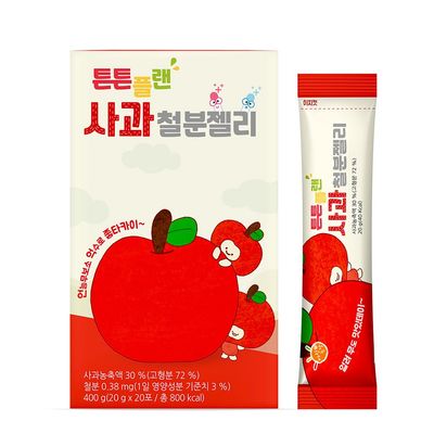 Fruit Flavored Jelly Sticks for Kids, Fruit Flavored Snack, Individually Packed Essential Nutrients Snack for Outdoors Travel School Home, 1 Pack 14.11 oz, 0.7oz (20g) x 20ea (Apple, 20 Sticks)