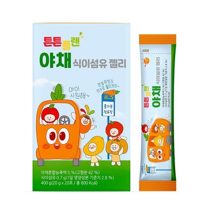 Fruit Flavored Jelly Sticks for Kids, Fruit Flavored Snack, Individually Packed Essential Nutrients Snack for Outdoors Travel School Home, 1 Pack 14.11 oz, 0.7oz (20g) x 20ea (Vegetable, 20 Sticks)