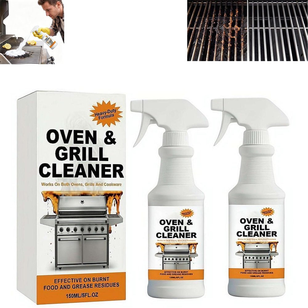 Oven and Grill Cleaner,Oven Rack & Grill Cleaner,Heavy Duty Degreaser for Ovens, Grills Grates, Stovetop & Countertops, BBQ & Kitchen Surfaces,Fast Acting,Eliminates Thick Grease & Build Up (2 Set)
