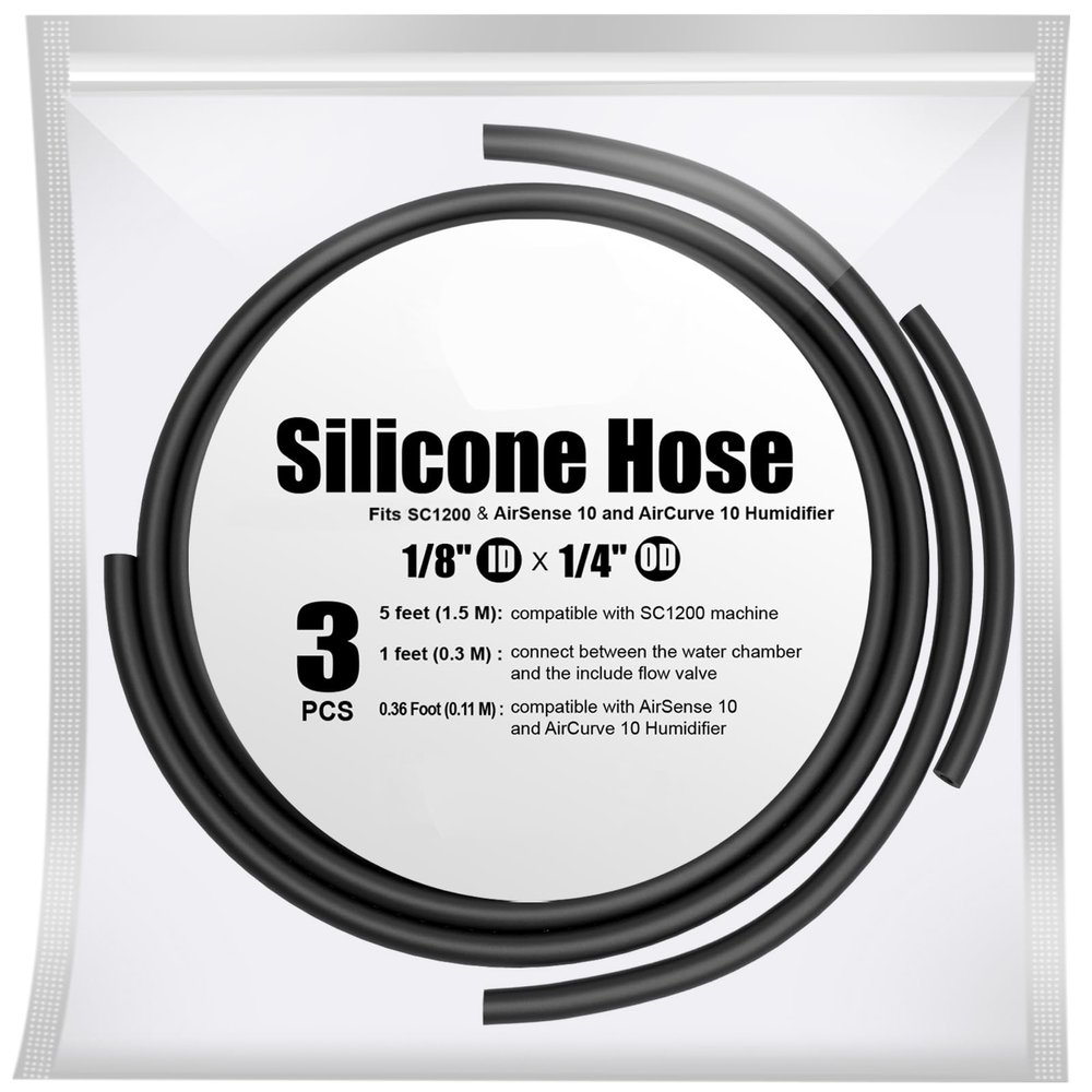 Silicone Hose 1/8 ID 1/4 OD Soft Replacement Silicone Tubing for SC1200, AirSense 10 and AirCurve 10 Humidifier