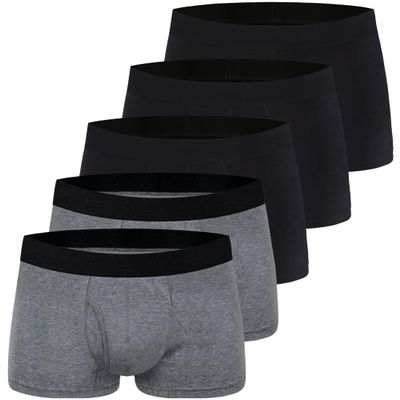 AIRCUTE Urine Incontinence Underwear for Men Washable Leak Proof Absorbency Boxer Briefs with Fly Bladder Control 60ML, 5 Pack (4XL,Black3-Dark Grey2)