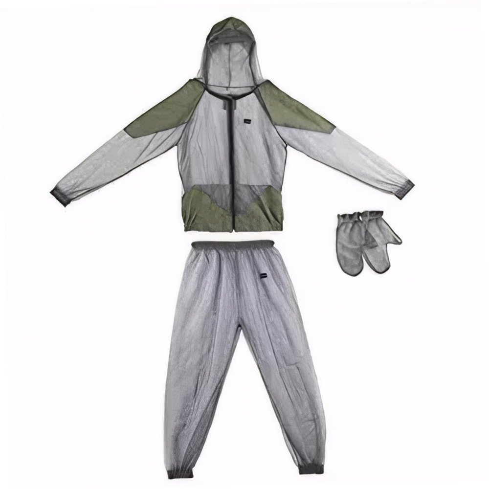 Jorzer Mosquito Suit Translucent Breathable Anti Mosquito Clothing with Zipper - Jacket Hood & Pants & Gloves Lightweight Mesh Clothing for Protecting Hunting Fishing Men Women XL Summer Sport.