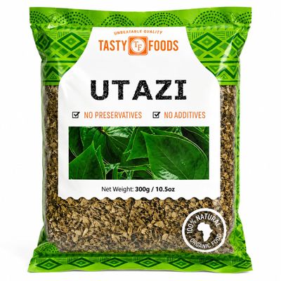 African Utazi Leaves 300g (10.5oz) Premium Dried Utazi Leaf for Pepper Soup, Nkasi Obi, Herbal Tea & Traditional African Cooking Bitter Leaf Spice Herb Natural Nigerian Soup Seasoning