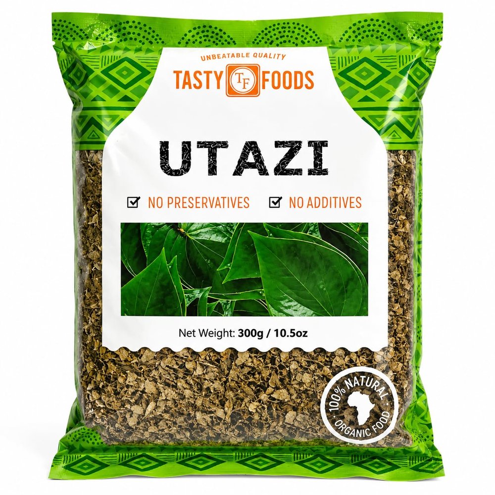 African Utazi Leaves 300g (10.5oz) Premium Dried Utazi Leaf for Pepper Soup, Nkasi Obi, Herbal Tea & Traditional African Cooking Bitter Leaf Spice Herb Natural Nigerian Soup Seasoning