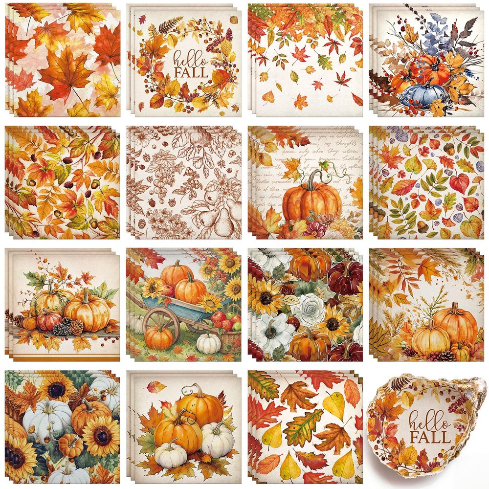 Gueevin 45 Pack Christmas Napkins for Decoupage,Fall
