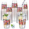 LemonRoad 50 Pcs 12 oz International World Flags Cups Bulk Clear World Flags Plastic Disposable Cups Party Decoration for Travel Trip Around the Globe Birthday Family Christmas Decorations Supplies view 1