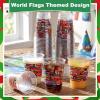 LemonRoad 50 Pcs 12 oz International World Flags Cups Bulk Clear World Flags Plastic Disposable Cups Party Decoration for Travel Trip Around the Globe Birthday Family Christmas Decorations Supplies view 2
