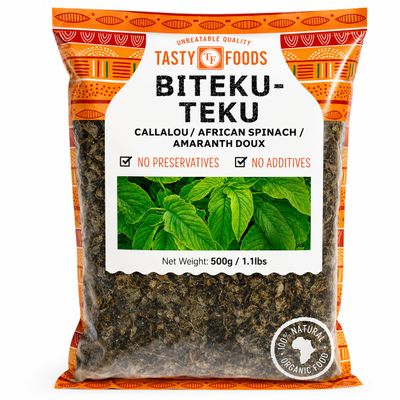 African Biteku-Teku Callaloo Leaves Frozen 500g (1.1lb) Premium African Spinach Amaranth Greens Fresh Frozen African Vegetable Leaves for Soups, Stews, Sauce & Traditional African Caribbean Cooking All Natural