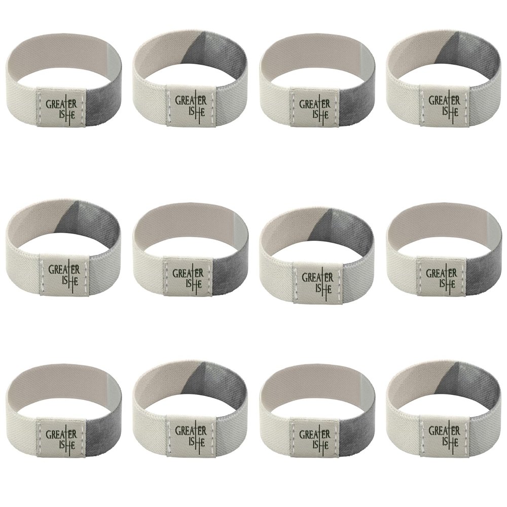 Living Grace Bulk Christian Bracelets -12-Count Reversible 7" Elastic Wristbands, Greater is He