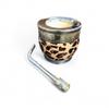 Yerba Mate Cup with Bombilla Genuine Leather Argentine Mate Gourd, Natural Calabash, Hand-Engraved Alpaca Virola | Handcrafted Mate Set with Bombo Straw | Mate Argentino (Leopard Print) view 1