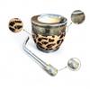 Yerba Mate Cup with Bombilla Genuine Leather Argentine Mate Gourd, Natural Calabash, Hand-Engraved Alpaca Virola | Handcrafted Mate Set with Bombo Straw | Mate Argentino (Leopard Print) view 2