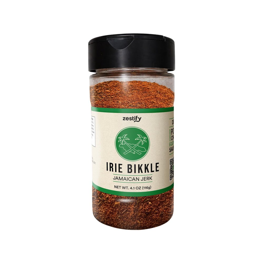 Zestify Irie Bikkle Jamaican Jerk Seasoning Blend | Carribbean Dry Rub for BBQ Grilling, Sheet Pan, & Air Fryer | Gourmet Spice Mix (4.1 oz Shaker)