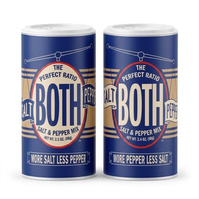 BOTH Salt and Pepper Mix with Perfect Ratio, 3.1 oz and 2.4 oz Containers, Balanced Seasoning for Steak and Chicken, Time-Saving Salt Pepper Blend Gift Set