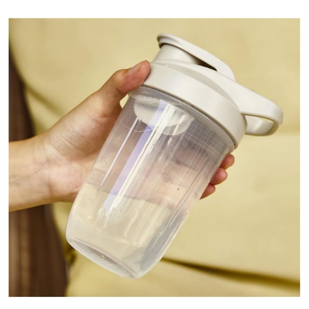 ChezMax Shaker Bottle for Protein Powder (BPA free),PP5 Leakproof Mixer Cup with Built-In Mixing Blade, Portable Workout Shaker for Protein, Smoothies & Supplements (Grey/Clear, 16 Ounces)