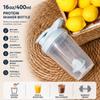 ChezMax Shaker Bottle for Protein Powder (BPA free),PP5 Leakproof Mixer Cup with Built-In Mixing Blade, Portable Workout Shaker for Protein, Smoothies & Supplements (Grey/Clear, 16 Ounces) view 3