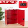 Timgle First Aid Kit with Combination Lock 3 Shelf Wall Mount Medicine Cabinet with Handle Locking Medical Cabinet Lightweight Medium Organizer Wall Steel Storage Box for Business and Worksite(Red) view 2