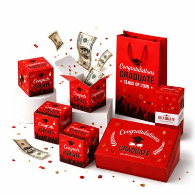 2026 Graduation Surprise Explosion Gift Box, Pop up Cash Money Holder, DIY Bouncy Confetti Card, Creative Memorable Present for Class of High School & College Grads(18 Floors Red) (20 Floors Red)