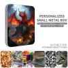 ETLKJVBL Mini Pocket Metal Tin with Lid, Red Dragon Attacking Burning Castle 3.5"x2.4"x0.7" Small Portable Pill Box & Mint Case - Cute EDC Travel Organizer for Earbuds, Jewelry & Coins view 2