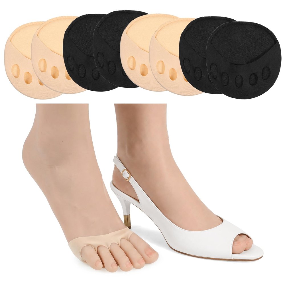 4 Pairs Toe Socks for Heels, Non-Slip High Heel Socks Invisible Metatarsal Pads Soft Ball of Foot Cushion Socks for Women Men High Heels Running Forefoot Pain Relief Sleeves