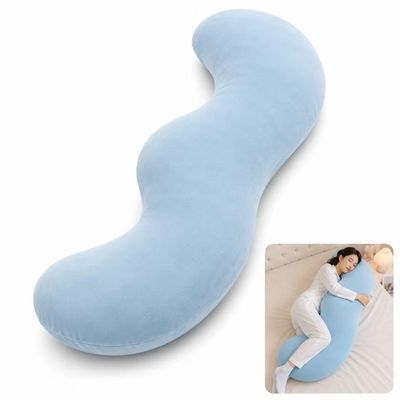Adult Body Pillow, Mountain-Shaped Side Sleep Full-Body Pillow, Bed Long Body Pillow, Hug Pillow with Removable and Washable Cover, Support roll Pillow, Full-Body Support for Sleep (Blue, 31.5in)