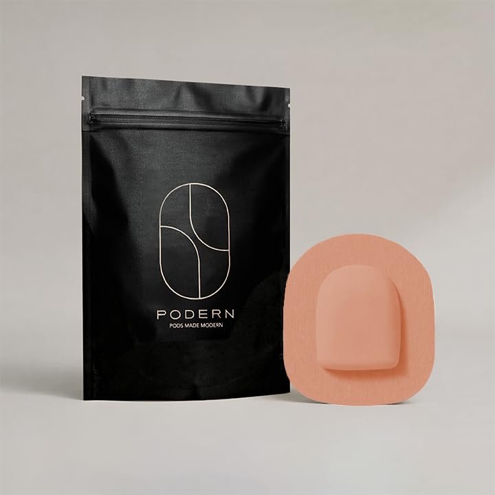 Podern Fashion Set - Reusable Omnipod Cover - Slim, Low-Profile, Matte Finish for Diabetic Insulin Pumps and Matching Overlay Tapes. (Sorbet)