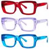 Eyekepper 3 Pack Stylish Reading Glasses Women - Oversized Square Readers (Red/Purple/Blue) +5.00 view 1