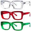 Eyekepper 3 Pack Stylish Reading Glasses Women - Oversized Square Readers (Transparent/Red/Green) +3.00 view 1