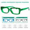 Eyekepper 3 Pack Stylish Eyeglasses Women - Oversized Square Eyewears ((Black/Blue/Green) view 4