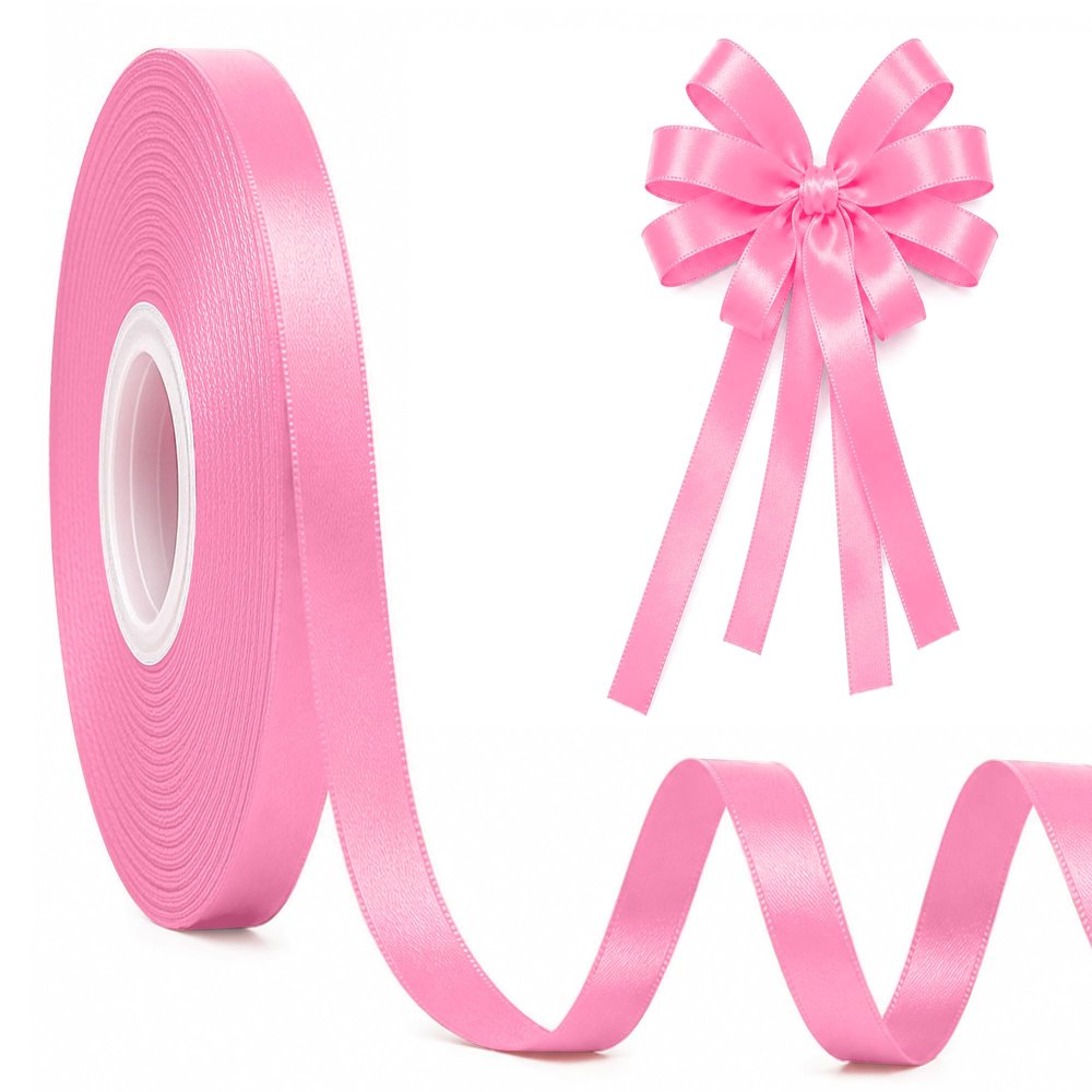 30Yards 3/8In Hot Pink Thin Ribbon for Gift Wrapping Baby Shower Birthday