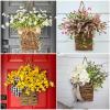 White Daisy Basket Wreath - Primitive Rattan Door Decor with Hand-Tied Burlap Bow, Modern Farmhouse Spring Hanging Basket, Indoor Outdoor Floral Accent for Window, Wall & Wedding view 4
