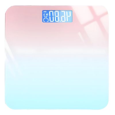 Digital Body Weight Scale, Rechargeable Body Weight Scale with Gradient Pink, Temperature Display, 10.2 in / 26 cm Compact Scale, Round Corner Design, Clear Backlit Numbers for Home, Health Management