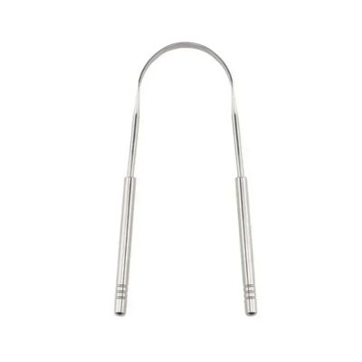 1/2Pcs Reusable Stainless Steel Useful Tongue Scraper Cleaner Fresh Breath Cleaning(B)