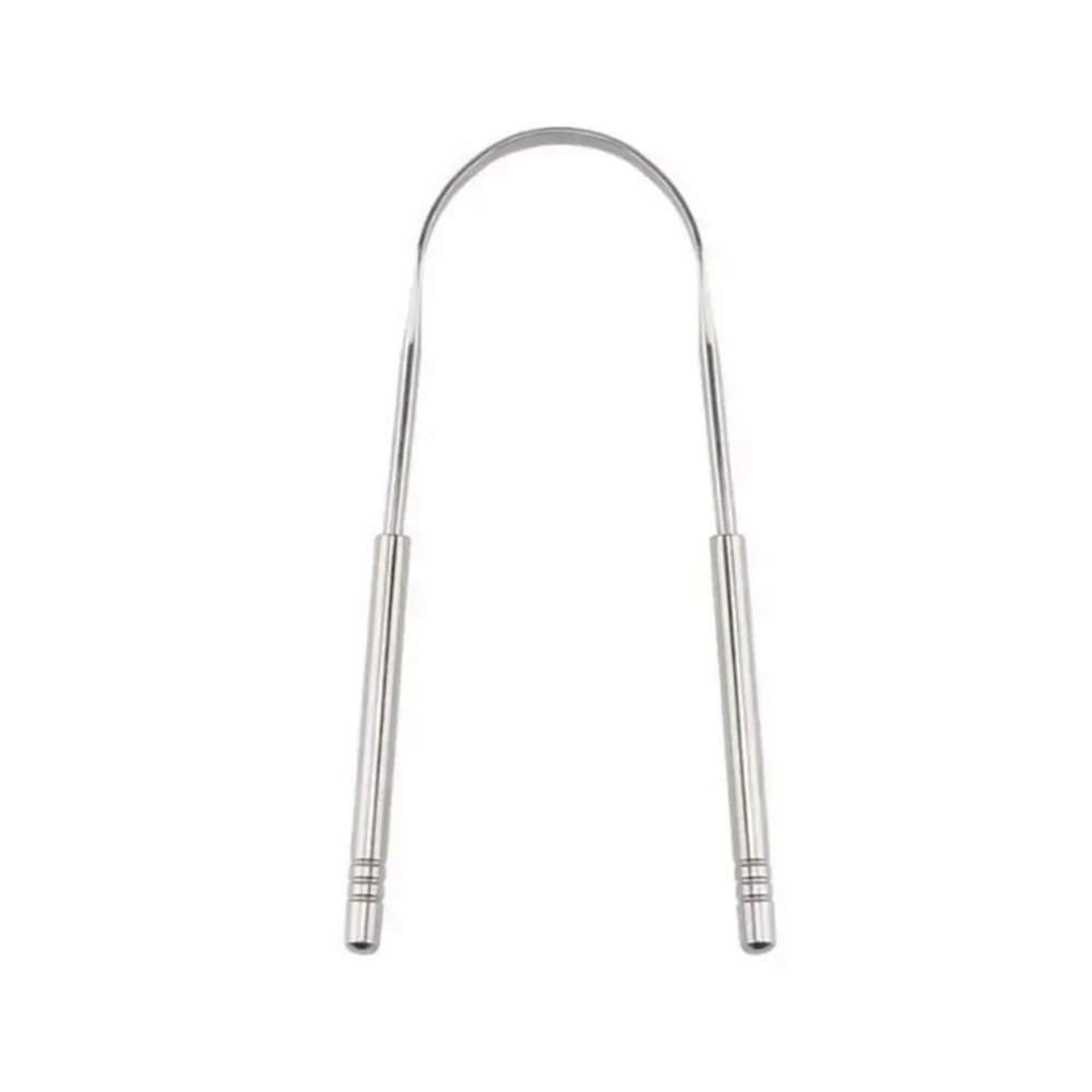 1/2Pcs Reusable Stainless Steel Useful Tongue Scraper Cleaner Fresh Breath Cleaning(B)