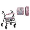 Xarleslyna Hummingbird Print Rollator Seat and Backrest Cover Set Cherry Blossom Walkers Accessories, Pink Bird Printed Senior Washable Covers Dust Proof, Easy Installation view 1