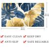 Navy Blue and Golden Tropical Leaves Bath Tub Shower Mat, Non-Slip Bathtub Floor Liner Mats Machine Washable with Suction Cups and Drain Holes, 15.1x26.8 Inch view 4